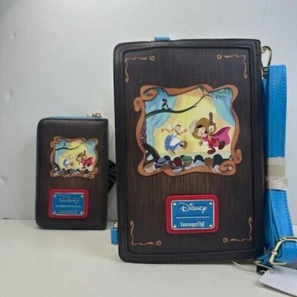 Loungefly Pinocchio Classic Book Convertable Backpack Crossbody & Wallet Set NWT